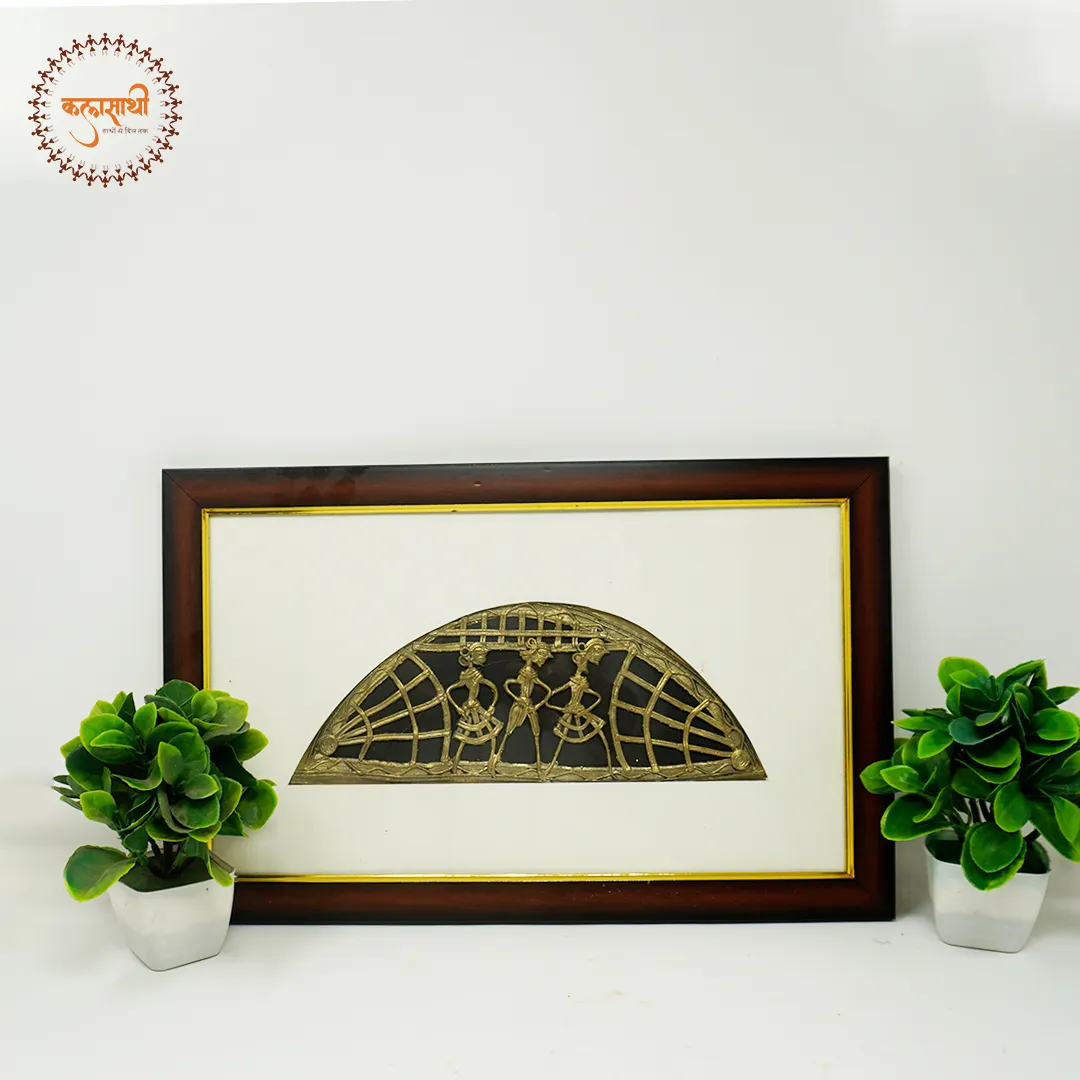 Traditional Indian Dhokra art Half Round Chand 9 inch